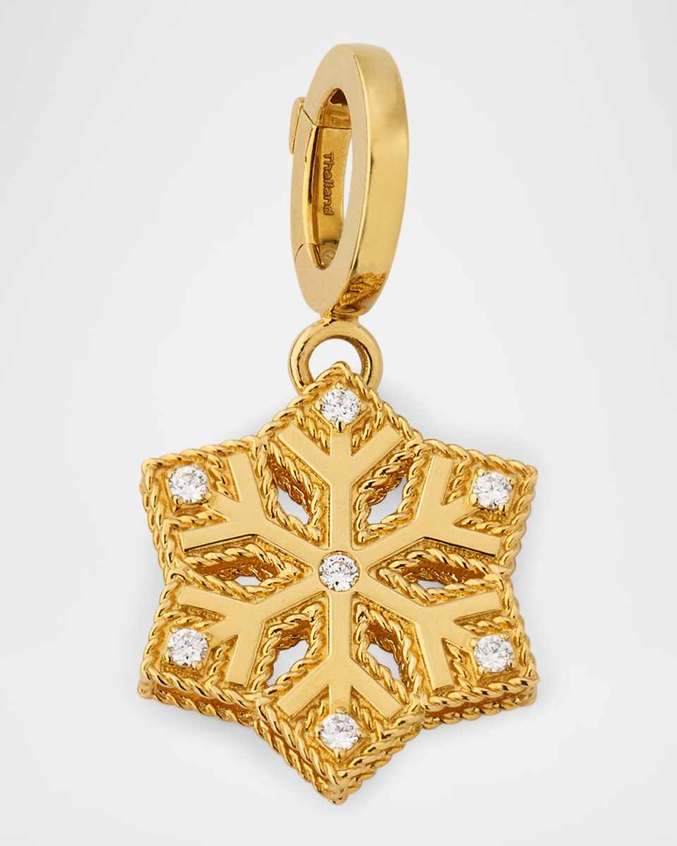 18K Yellow Gold Diamond Snowflake Charm